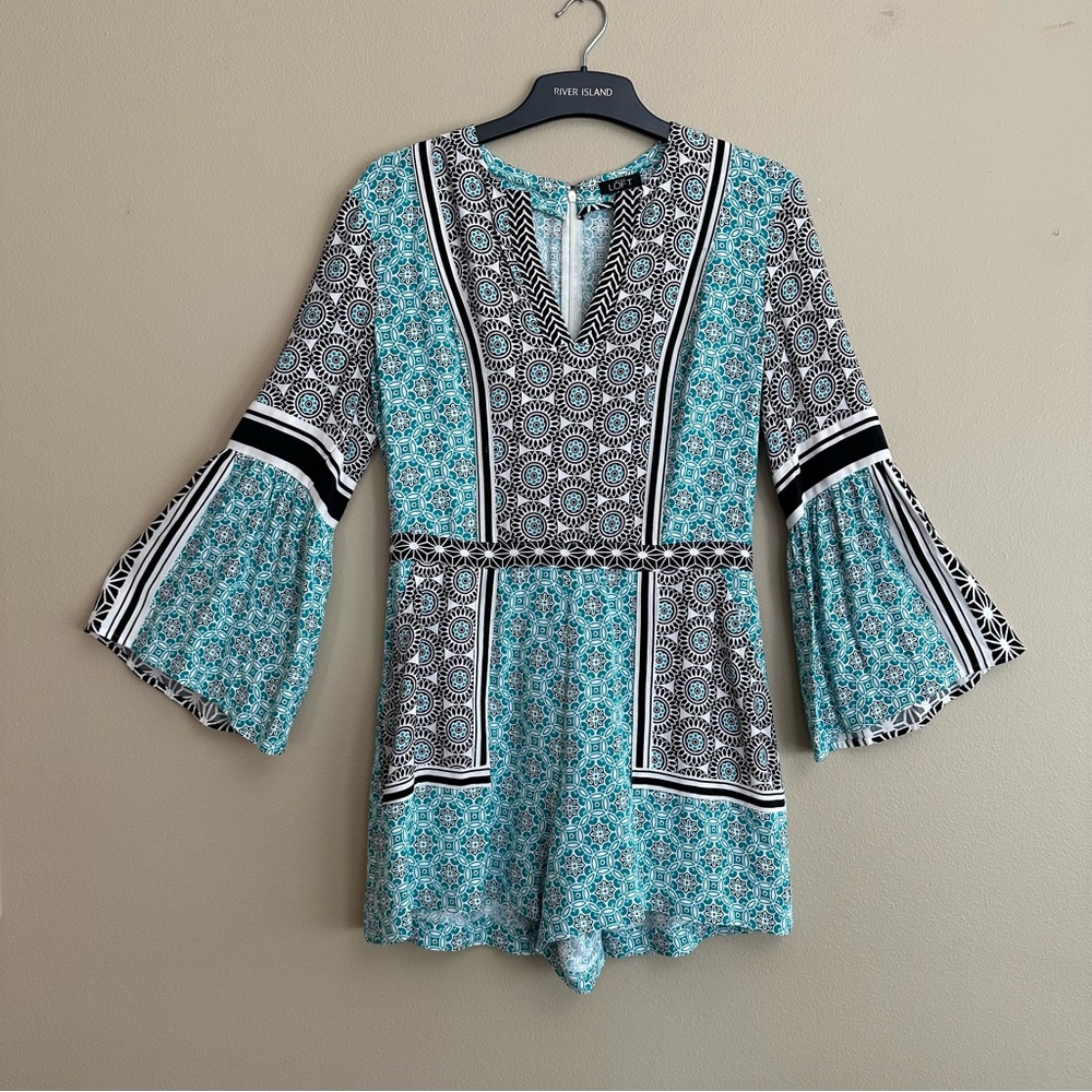 Boho Bell Sleeve Romper from Loft